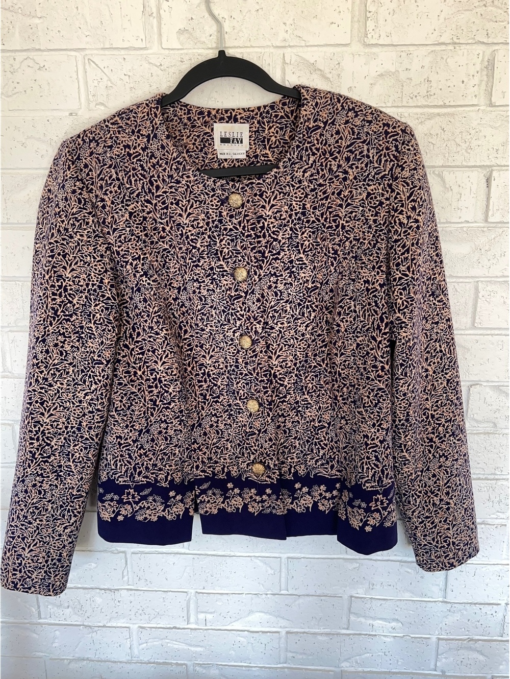 Vintage 90s Leslie Fay Brocade Floral Blazer Jacket Coquette Whimsigoth. Size 16